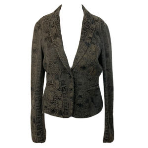 Express Studio Design Jacket Blazer Womens Sz 6‎ Brown Black Snake Print Cotton